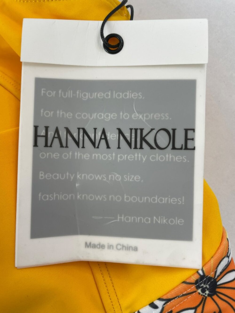 Hanna Nikole Floral One-Piece Swimsuit Yellow Knot Front Adj Straps Size 24W NWT - Picture 6 of 8